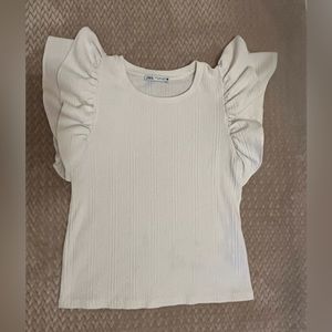 Zara Cream Top with Ruffled Sleeves